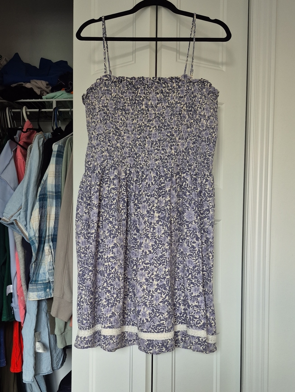 Smocked Floral Sundress - Lavender And Blue American Eagle Xxl